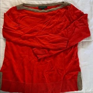 Orange with beige suede Ralph Lauren sweater